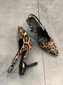 韓式春季性感尖頭細高跟開背涼鞋 - 棕色 - 查看 6