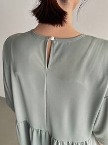 FRIFUL Đầm suông rộng rãi màu trơn đơn giản cho nữ - Màu xanh Bạc hà - Xem 7