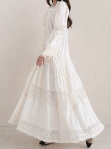 Dazy X KIMYOUJUNG 荷叶边装饰 V 领长袖连衣裙、荷叶边、秋季连衣裙