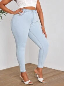 Plus Size Slim Fit Jeans - Light Wash - View 5