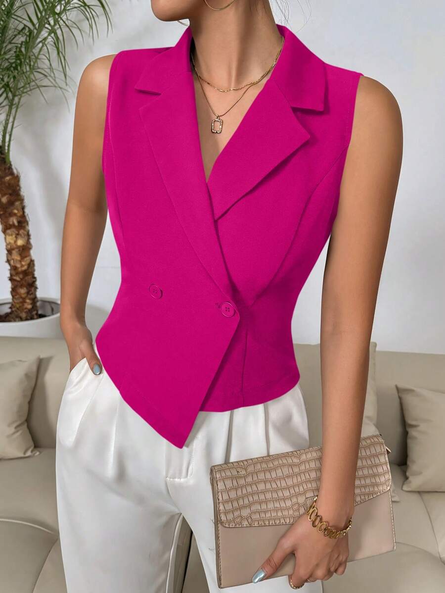 SHEIN Clasi 女士純色無袖西裝外套,適合夏季