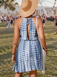 SHEIN VCAY 加大碼渐层色系领口连衣裙,露背领设计,弹性腰,适合度假 - 彩色 - 查看 2