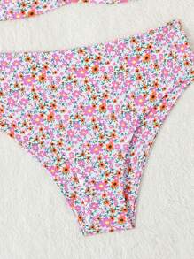 Swim Mod Summer Beach Plus Size Women's Floral Print Swimwear Bikini Set - Multicolor - View 5
