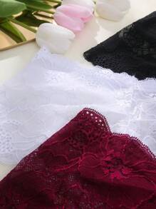 3 Piezas/paquete Lencería De Encaje De Tanga Triangular Para Mujer - Multicolor - Ver 5