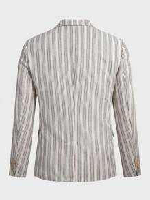 Manfinity VCAY Men's Striped Woven Long Sleeve Blazer Jacket - Black - View 2