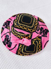 SHEIN 嬰兒女童復古格紋無袖裙裝,配有蝴蝶結和帽子,休閒裝 - 粉色 - 查看 5