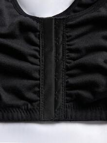 حمالة صدر نسائية بقفل أمامي بأسلوب سترة للأحجام الكبيرة - الأسود - مشاهدة 4