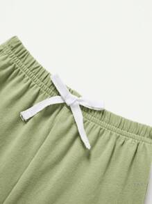 Cozy Pixies 嬰兒男寶寶字母印花無袖連帽上衣和短褲套裝 - 綠色 - 查看 10