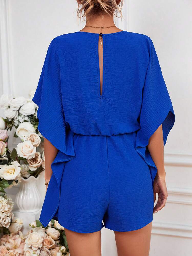 V-Neck Batwing Sleeve Romper