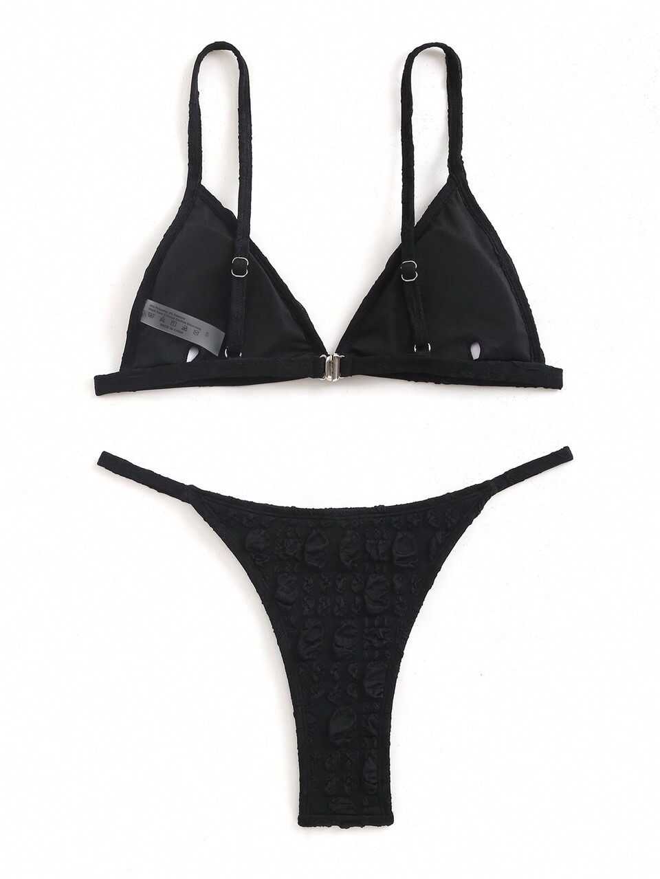 Women's Solid Color Textured Bikini Set, Bikini Set Outfit Beach Swimwear Bathing Suit Summer Beach