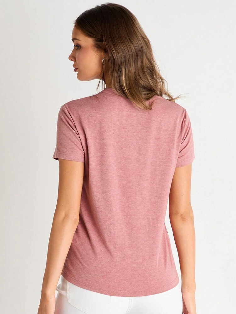Women's Round Neck Loose Fit T-Shirt With Pocket