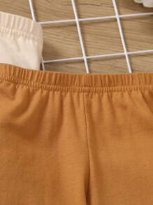 SHEIN Solid Color Pleated Pants For Young Girls