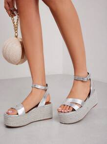 Woman Shoes Fashionable Wedge Heel Thick Bottom Sandals For Spring And Summer - Silver - View 3