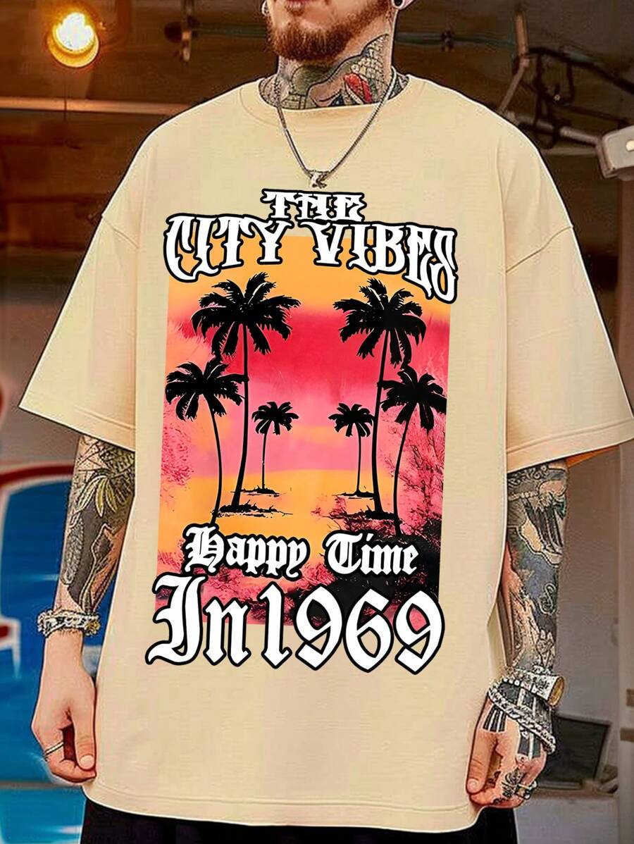 Manfinity RSRT Men's Plus Size Printed Round Neck Short Sleeve T-Shirt