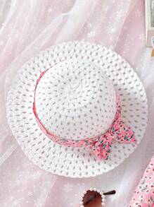 SHEIN Váy dài chữ A không tay viền nhún hoa cho bé gái - Hồng - Xem 6