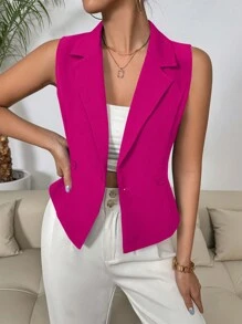 SHEIN Clasi 女士純色無袖西裝外套,適合夏季