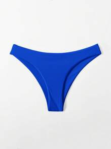 SHEIN Swim 夏季海灘純色比基尼下褲 - 寶藍色 - 查看 3