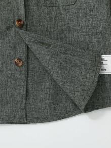 SHEIN Young Boy's Contrast Pocket Front Long Sleeve Shirt - Green - View 6