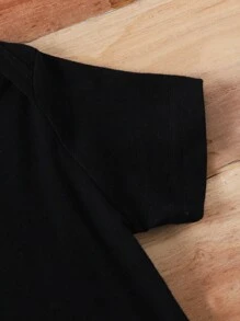 SHEIN Baby Boy Fun Birthday Letter Print Short Sleeve Romper, Spring/Summer Cute Style - Black - View 3