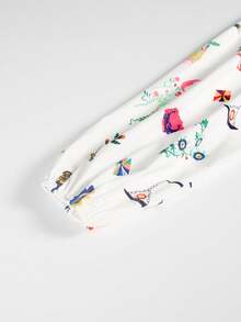 女士优雅灯笼袖立领刺绣衬衫 - 白色 - 查看 3