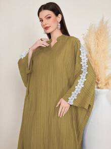 Al Najma 女式花卉刺繡蝙蝠袖土耳其長衫