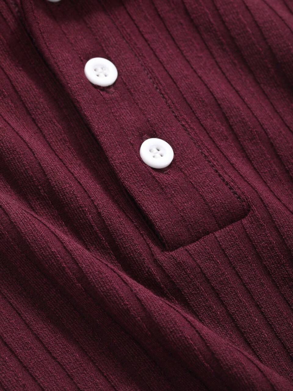 Solid Color Button Placket Henley Neck Ribbed Short Sleeve T-Shirt Summer,Business Casual Women