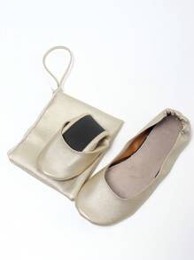 Của phụ nữ Đúng mốt Thoải mái Nhẹ Gấp lại Nhảy múa Giày dép Đối với Giải trí Mặc - Vàng - Xem 2