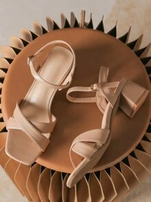 2024 Mới Mùa hè Của phụ nữ Cao gót Dép xăng đan Gót dày Giày dép In Nàng tiên Phong cách Đến Váy - Màu Khaki - Xem 1