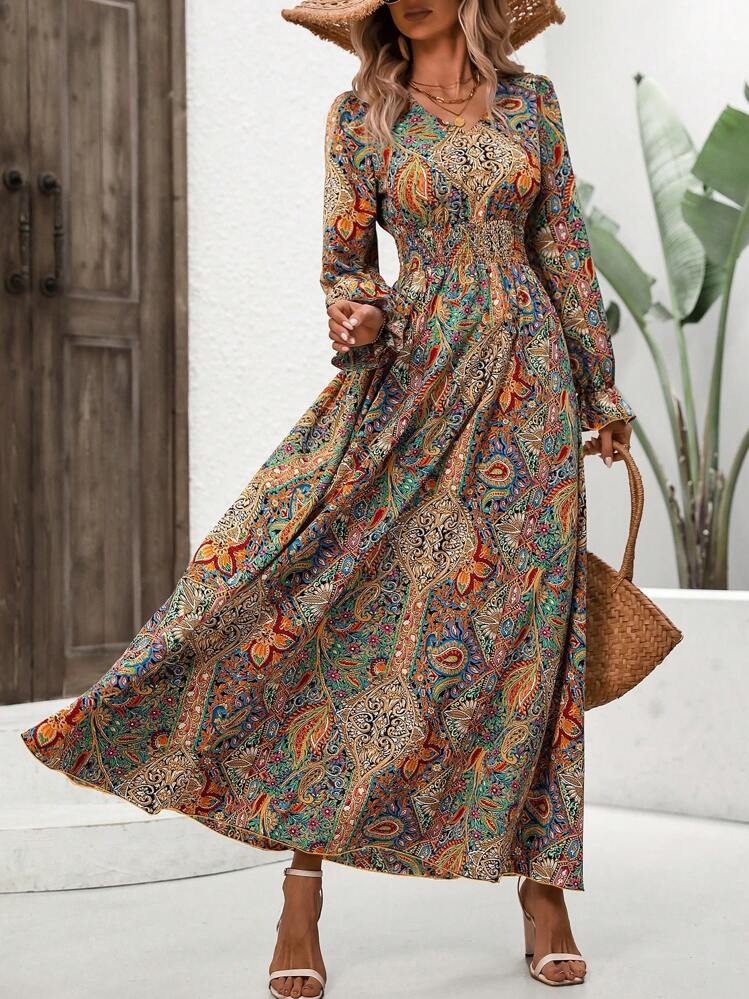 multi color dress long sleeve Live Freely Multi Color Maxi Dress