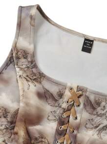 Dani Lichtenberg Top corto de tirantes para mujer de talla grande con estampado de ángel, apto para verano, vacaciones, primavera, playa, salidas, festivales, Ibiza