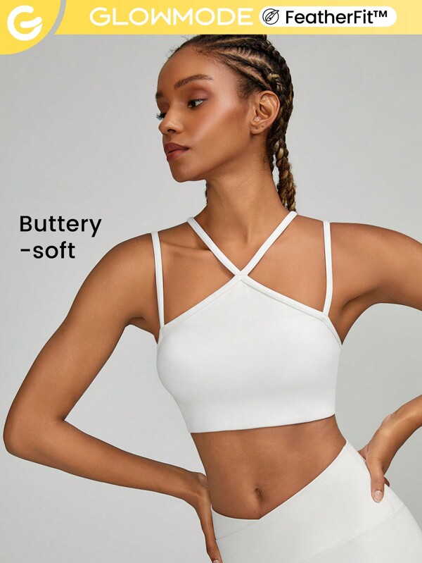 GLOWMODE Sostén De Entrenamiento De Doble Correa Con Diseño Cruzado Featherfit™, Soporte Ligero Para Yoga De Bajo Impacto Diario
