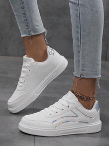 女士輕量休閒時尚運動鞋,單色款式 - 銀色 - 查看 4