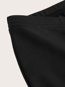 Muchica 纯色休闲喇叭修身女裤，适合春、夏、秋季穿着 - 黑色 - 查看 4