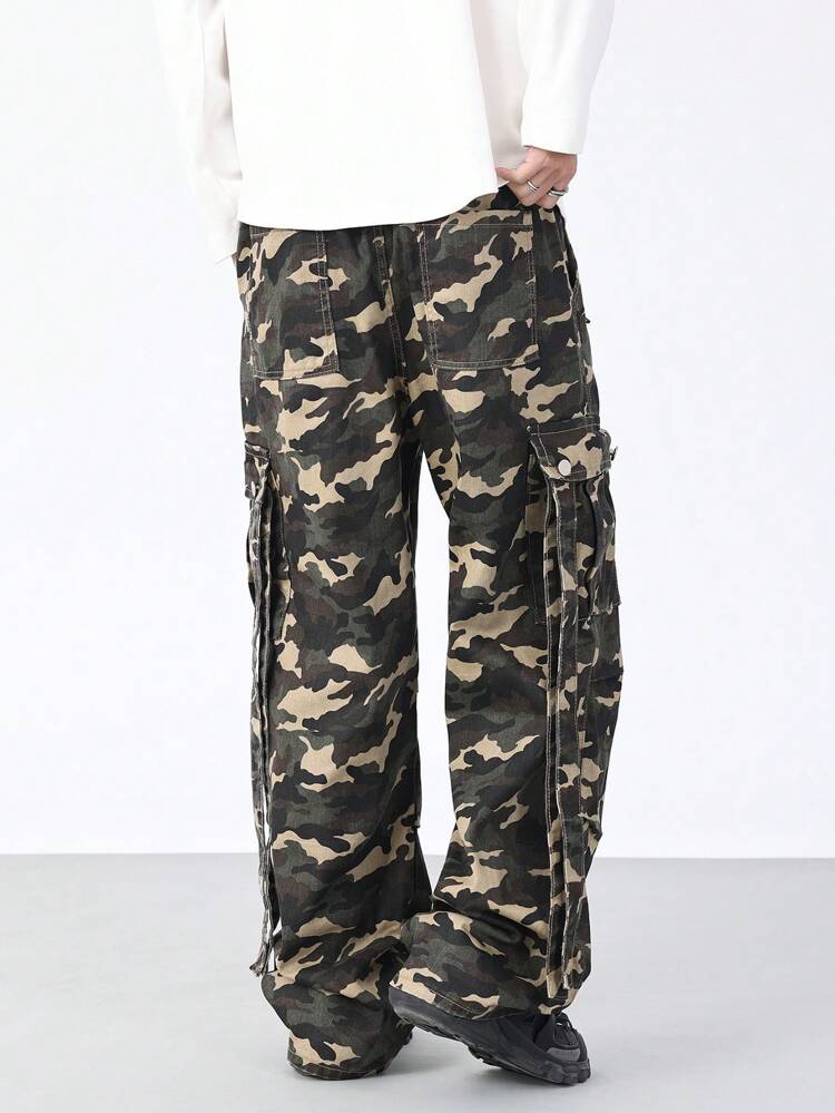 Men's Camo Workwear Jeans, Suitable For Daily Wear In Spring And Summer