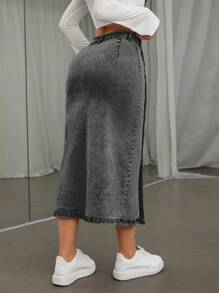 SHEIN ICON Falda De Mezclilla Ajustada Con Abertura Alta