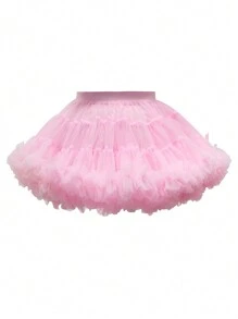 Sparklyn Baby Girl Elegant & Lovely Pink Mesh Tutu Skirt Bottoms For Spring/Summer Party - Pink - View 2