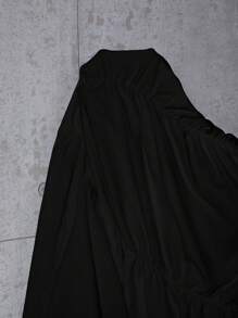 SHEIN SXY Vestido De Manga Larga De Talla Grande Para Mujeres Con Diseño Sólido Y Pliegues Ajustados Al Cuerpo - Negro - Ver 6