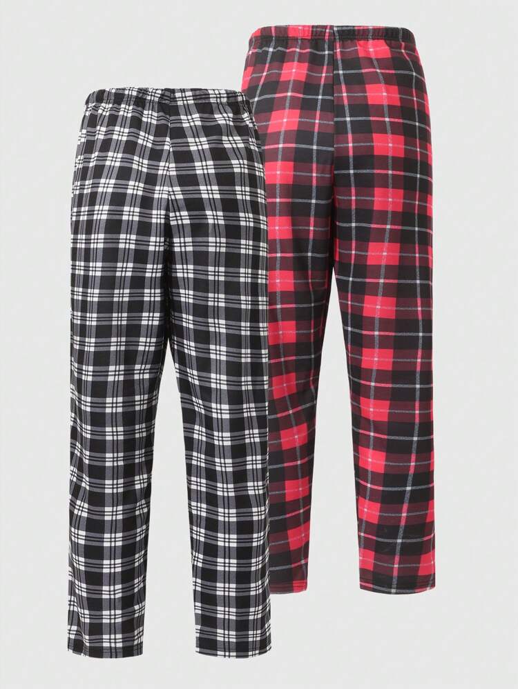 Men's Plus Size Waist Tie Plaid Jogger Pants