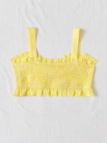 Dreamara Plus Size Women's Bow Knot Decorated Frill Hem Camisole - Yellow - View 2