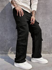 AXEPEAK Pantalones vaqueros cargo de hombre con bolsillo con solapa lateral, listos para el streetwear