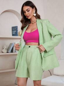 Aveloria Women's Shawl Collar Long Sleeve Blazer Jacket And Shorts Set