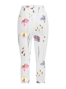 EMERY ROSE Quần legging nữ bó sát họa tiết hoa màu trắng dài 3/4 - trắng - Xem 4