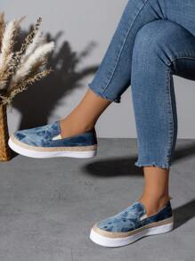 春秋新款女士平底鞋舒适软底防滑透气休闲步行旅游度假船鞋 - 藍色 - 查看 6