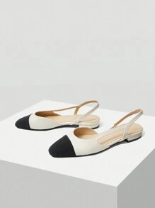 MOTF PREMIUM 拼接舒适女士平底鞋度假鞋，适合夏季、春假和复活节 - 米色 - 查看 4