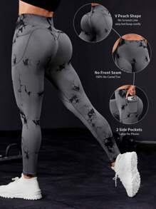 Gameset SHEIN Sport Liền mạch Độ co giãn Cao Xà cạp tập luyện Với Túi - Nhiều màu - Xem 1