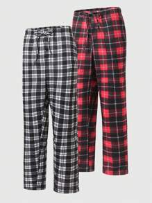Manfinity Homme Men's Plus Size Waist Tie Plaid Jogger Pants