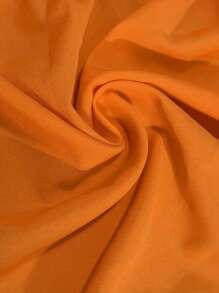 INAWLY Women's Short Bubble Dress With Single Row Buckle And Ruffled Hem - Orange - View 3