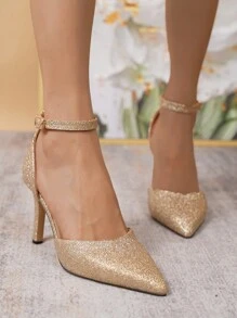 Women's Fashion High Heel Tower Stiletto Pump, European And American Style Everyday Dress Shoe - Gold - View 1
