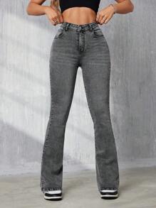 SHEIN Tall Flared Jeans - Grey - View 6