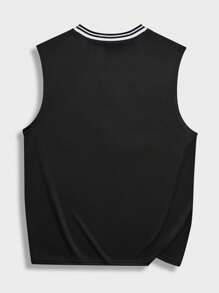 Manfinity Dauomo Débardeur À Rayures Col Rond Pour Homme - Noir - Voir 2